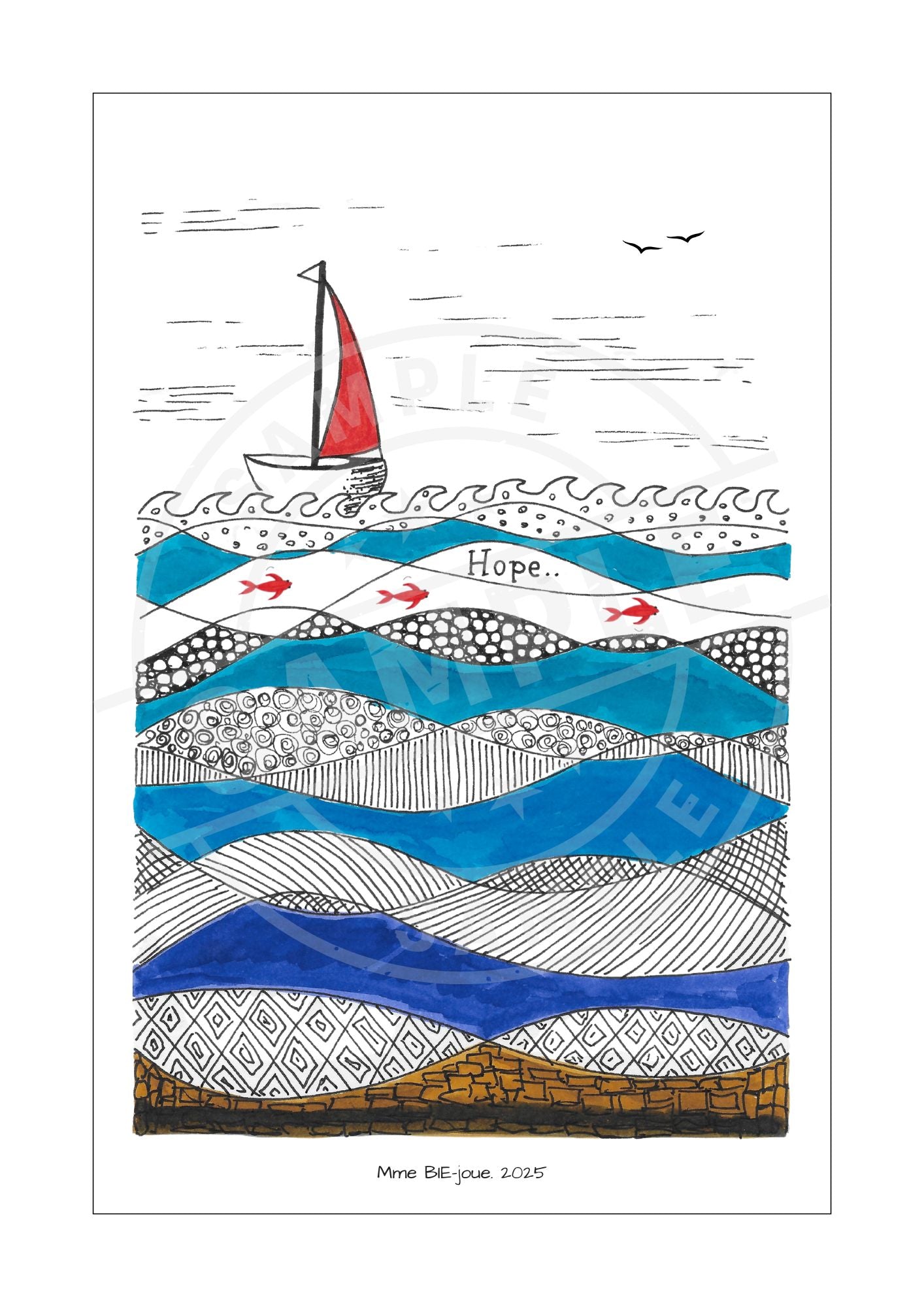 Tekening 'Hope' - digitale download A4/A5/A6