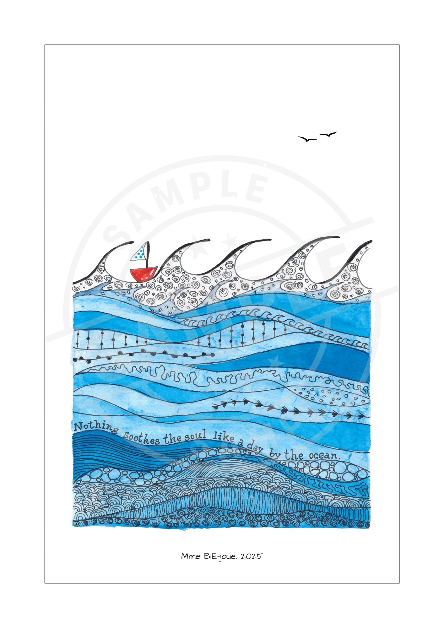 Tekening 'Nothing soothes the soul' - digitale download A4/A5/A6
