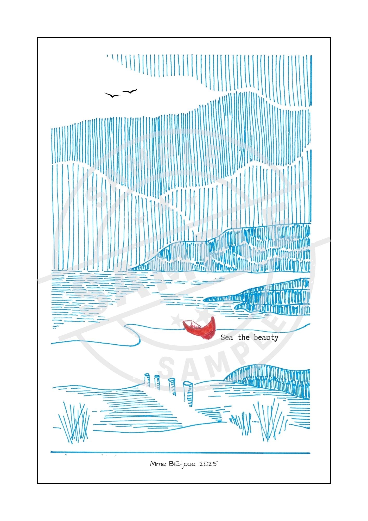 Tekening 'Sea the Beauty' - digitale download A4/A5/A6